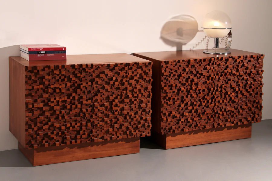 Contemporary Pair of Brutalist Sideboards Made of Solid Wood - Collectors - Net.Work